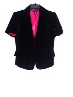 Vtg Lillie Rubin Black Velvet Evening Jacket 2 / XS Red Lining Coat 