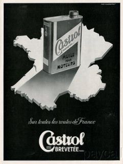 1938 French Ad CASTROL Brevetee Engine Oil Auile pour Moteur