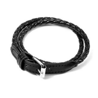 Korean Fashion Leather Double Wrap Belt Bracelet Black 