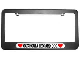 Catahoula Leopard Dog Love with Hearts License Plate Tag Frame