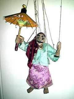 ANTIQUE GYPSY MAN VENTRILOQUIST MARIONETTE STRING PUPPET w MOVABLE 