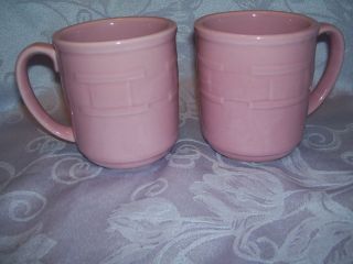 Longaberger Woven Traditions Pottery Horizon of Hope Pink Mugs Set of 