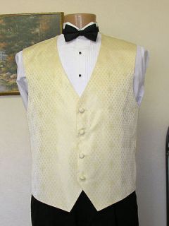 Vintage Yellow / Ivory Steampunk Retro Tuxedo Large Vest and Bow Tie
