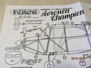 Veron 23 Aeronca Champ Balsa Model Airplane Kit Plan Plus Printwood