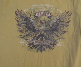 LUCKY BRAND T Shirt SIZE M Medium Yellow Eagle Dungarees Logo