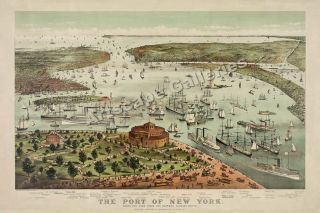 1892 port of new york birds eye view map 16x24 time left $ 9 95 buy it 