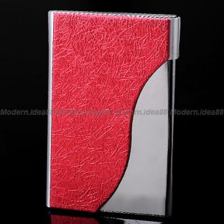 NEW GIFT RED SILVER ALUMINUM WAVE METAL BUSINESS CREDIT ID CARD HOLDER 