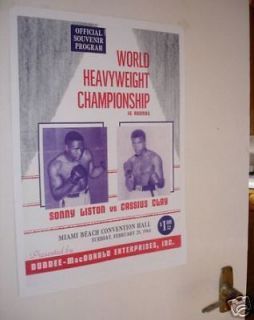 cassius clay sonny liston repro door poster program from united 