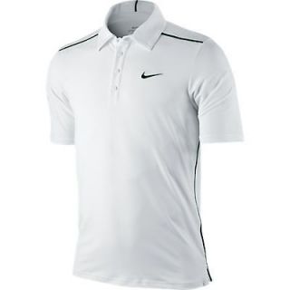 Nike Challenger UV Lawn Short Sleeve Tennis Polo Shirt White Green New 