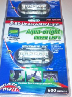 GREEN UNDERWATER LED BOAT LIGHT 2 INCLUDED 3.5X1.5 600 LUMENS