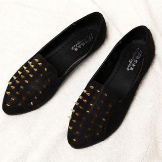   Womens PUNK Spike Studded Loafers Flats Slip on Shoes Point Rivets