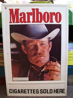old vintage cigarette sign marlboro man c0wboy used metal time