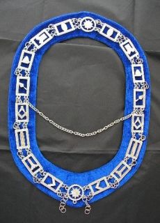   House Masonic Chain Collar Lodge Regalia Royal.Blue Velvet Backing