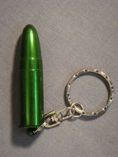 GREEN COLOR BULLET 2 KEYCHAIN WITH SECRET SAFE COMPARTMENT / PILL 