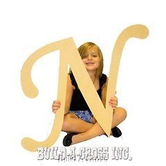 Unfinished Wooden Letter (N) 24 Big Paintable Cutout Craft Letters