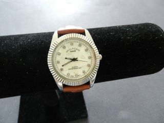 Vellaccio brown band with white mother of pearl face watch silver tone 