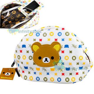 NEW Rilakkuma Relax Bear Leatherette Cosmetic Makeup w/ mirror Pouch 