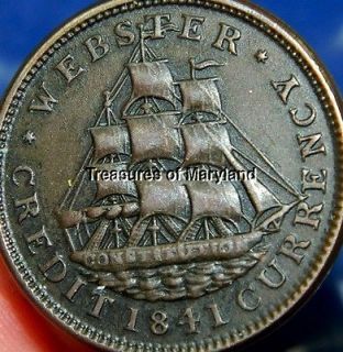 old us hard times token 1841 sailing ship coin time