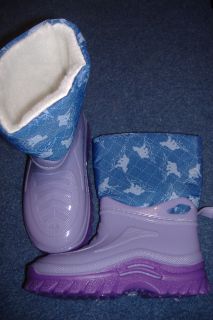 girl lilac polar bear fleece chunky snow welly boots more