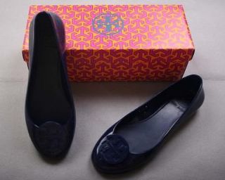 new tory burch navy jelly flat shoes us 7