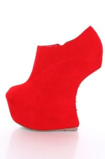ALBA ZORBA SMOOTH RED HEEL LESS PONY BOOT GRAVITY WEDGE SHOE STUDDED 