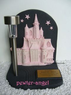 Personalised Princess Pink Castle Mini Grave Headstone & Solar Light 