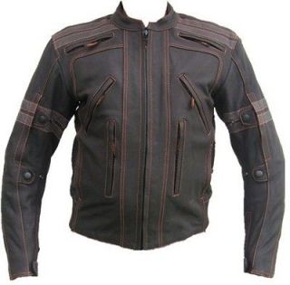 Mens Armored Motorcycle Racing Matte Reflective Cowhide Leather Jacket 