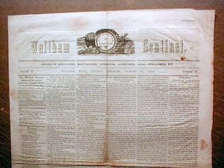 Rare original 1864 Civil War newspaper WALTHAM SENTINEL Massachusetts 