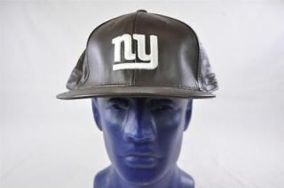 REEBOK NFL BROWN LEATHER NEW YORK GIANTS FITTED BASEBALL CAP