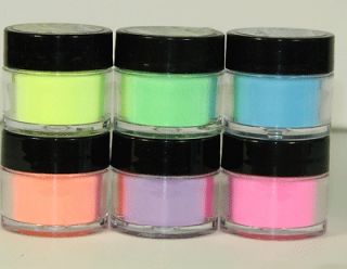 Mia Secret Flash Neon Acrylic Powder Glow Under The Black Light 6 pcs 