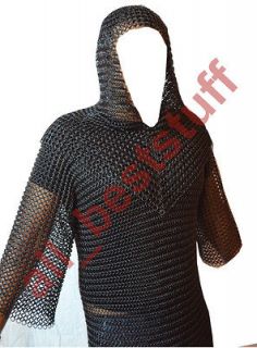 16 Gauge Chain Mail Armor Shirt and Coif Set Chainmail Butted Shirt 