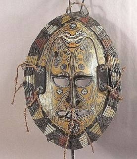 MIDDLE SEPIK RIVER ANCESTOR SPIRIT MASK w/ WOVEN CANE FROM PAPUA NEW 
