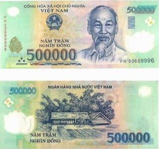 Vietnam 2 x 500,000 = 1 Million Vietnamese Dong Currency UNC