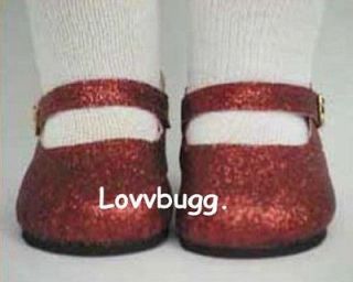 Red Ruby Slippers Sparkle Glitter Doll Shoes for American Girl WIDEST 