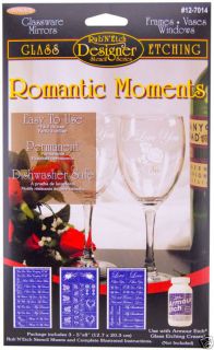 armour rub n etch glass etching stencil romantic moment one