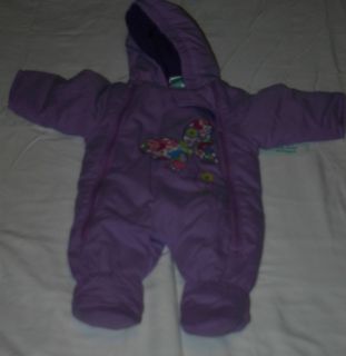   baby girl newborn to 3 month footed snowsuit w foldover mittens NWT