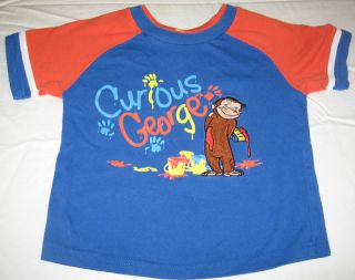 OFFICIAL CURIOUS GEORGE Embroidered Monkey blue T shirt boys 3T