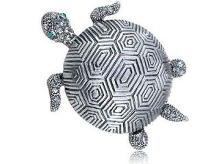 Swarovski Crystal Elements Etched Shell Gunmetal Sea Turtle Tortoise 