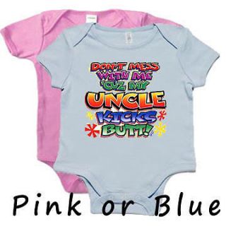 uncle kicks butt funny infant baby shirt onsie onesie