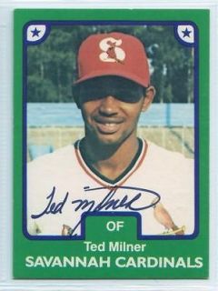 1984 Savannah Cardinals #9 Ted Milner Autographed/Signed Card