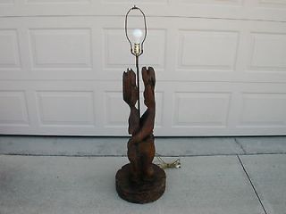 Vtg Witco Wood Carved Rare Sculpture FLOOR LAMP Man and Woman Lovers