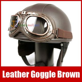 jj motorcycle motorbike vintage goggle helmets brown