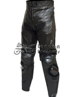 BARGAIN Classic Plain Black Leather Motorbike Motorcycle Trouser Pant 
