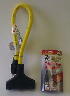   Gauge Yellow Extra Heavy Duty Extension Cord with Black Triple Outlet