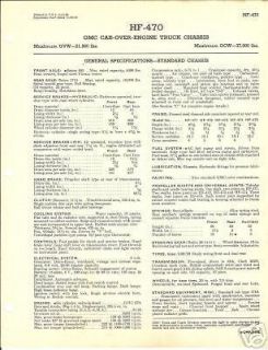 1950 gmc hf 470 coe truck chassis specification sheet time
