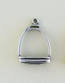 English Stirrup Lapel Pin, Tie Tac, Charm, Earrings,Necklace ~ Silver 