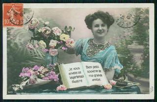 Edwardian Romantic Lady Read Love Letter original old 1910s photo 