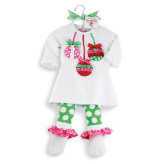 mud pie christmas baby infant girls ornament tunic polka dots leggings 