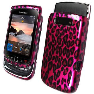 FOR BLACKBERRY TORCH 9800 HOT PINK GLOSSY HARD LEOPARD PRINT SHELL 