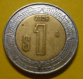 2006 Un Peso $1 Mexico Coin Estados Unidos Mexicanos Clad Circulated 